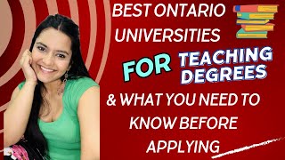 Best Ontario Universities for Teaching Degrees amp What You Need to Know Before Applying [upl. by Watters]