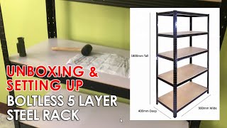 Unboxing and Setting Up Boltless 5 Layer Steel Rack Adjustable [upl. by Sardse]