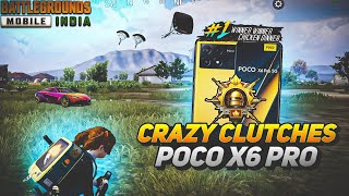 CRAZY CLUTCHES 😱💥 POCO X6 PRO 💛 DIMENSITY 8300 ULTRA  SMOOTH  90 FPS GAMEPLAY PUBGBGMI [upl. by Lotti297]