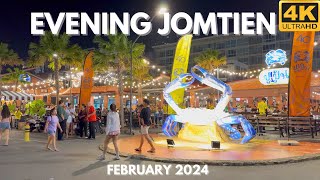 4K Walking evening Jomtien beach Pattaya Thailand February 2024 [upl. by Ori484]