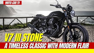 Moto Guzzi V7 III Stone A Timeless Classic with Modern Flair  MOTOCAR TV [upl. by Ashia361]