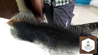 How to hackle human hair using hackling tool  Arranging hair part V  RM Indian Hair [upl. by Anneiv546]