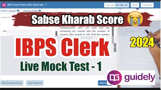 Guidely IBPS Clerk Live Mock Test  1 📚✍️  Etna Kam Score 🥲  Just Do It ibpsclerk guidely [upl. by Sprung965]