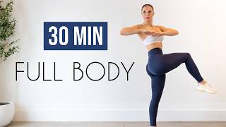 30 MIN FULL BODY WORKOUT  Small SpaceApartment Friendly No Jumping No Equipment [upl. by Schluter]