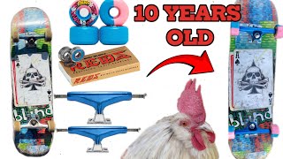 10 Year Old Skateboard Gets a New Setup ft Angry Rooster [upl. by Meedan]