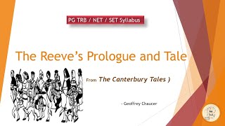 The Reeves Prologue and Tale  The Canterbury Tales  Geoffrey Chaucer  PG TRB NET SET  in Tamil [upl. by Towland786]