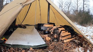 Winter Camp In A Hot Tent [upl. by Irollam]