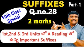 Ap state 10th class English grammar  Suffixes  Qno28Murthysir [upl. by Foy]