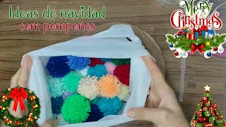 MIRA lo que HAGO con POMPONES de LANA  CHRISTMAS DECORATIONS with POMPONS  ARTESANATOS DE NATAL [upl. by Swann]