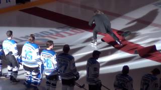 Mark Donnelly Trips Over Carpet at Penticton VEES Game 10314 [upl. by Atrebla]