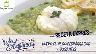 Receta de Huevo flor con espárragos y guisantes [upl. by Taub]