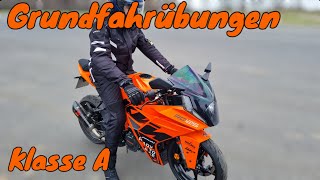 Grundfahrübungen mit der KTM RC 125  Bremstest KTM RC 125 vs Piaggio MP3 400 [upl. by Notsnhoj]