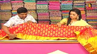 Red And Yellow Bridal Pattu Saree  New Arrivals  Manoharam  Vanitha TV [upl. by Brause98]