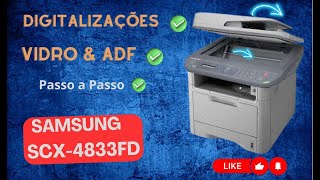 Como fazer digitalizações no vidro e ADF na Impressora Samsung SCX 4833FD  Easy Document Creator [upl. by Suciram30]