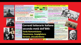 ✅ Correnti Letterarie Italiane II° metà dell800 Romanticismo Scapigliatura Verismo Decadentismo [upl. by Lerrehs]