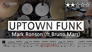 Lv04 Uptown Funk  Mark Ronson ftBruno Mars ★★☆☆☆ Pop Drum Cover Score SheetLessons [upl. by Altheta306]