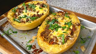 Italian Stuffed Spaghetti Squash Recipe [upl. by Ahseuqal228]