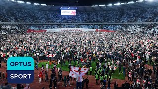 SCENES Georgia fans storm pitch after qualifying for first tournament and knocking out Greece 🇬🇪 [upl. by Letti485]