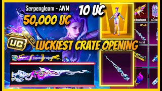 LUCKIEST 50000 UC AWM CRATE OPENING  10 UC LUCK  NEW ULTIMATE SET CRATE OPENING  BGMI [upl. by Hanimay608]