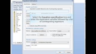 FMOLS Panel Cointegration in EViews 8 [upl. by Robbin]