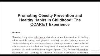 Promoting Obesity Prevention and Healthy Habits in Childhood The OCARIoT Experience [upl. by Hamlet915]