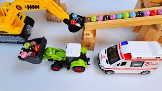 Marble Run ASMR Race ☆ HABA Slope amp Dump Truck Excavator Ambulance Forklift Garbage Truck Tractors [upl. by Edalb196]