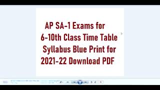 AP SA1 Exams for 610th class Time Table Syllabus Blue Print for 202122 [upl. by Branen]