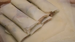 Basic Recipes  Homemade egg roll wrappers 自制春卷皮 [upl. by Fatima849]