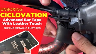 UNBOXING BAR TAPE CICLOVATION WARNA RUBY RED DAN CARA PEMASANGAN DI HANDLEBAR SEPEDA ROAD BIKE [upl. by Kariv]