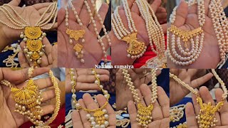 Gold pearls Rani haar 2024 pearls sitahar design with pricegold pearls necklace designs with price [upl. by Arlana]