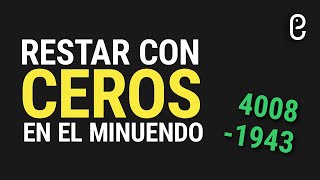 🚀 APRENDE A RESTAR CON CEROS EN EL MINUENDO👊😎 [upl. by Nahtahoj556]