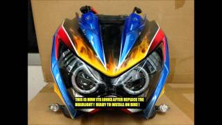 Kawasaki z800 250 300 projector headlight installation fast tutorial [upl. by Mahon13]