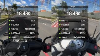 Xmax 250 VS Citycom S 300i  0 a 100 com o GPS Dragy [upl. by Rawna861]