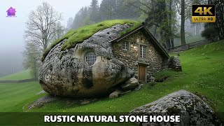 Green Architecture Rustic natural stone house blends into nature [upl. by Atwekk]