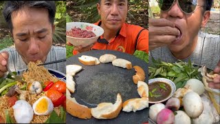 ASMR VANLONG VLOGS EATING SHOW yummy food mukbang ngontinhhay yellownoodlesoup babyeggs [upl. by Acirrehs]