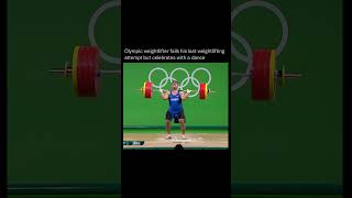 Olympic weightlifter fails his last weightlifting attempt but celebrates with a dance relatable [upl. by Lourdes]