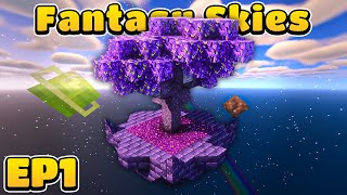 CONQUERING NEW DIMENSIONS EP1  Minecraft Fantasy Skies Modded Questing Skyblock [upl. by Jat]