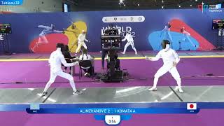 Epee Fencing  Slow motion remise to score  Alimzhanov E vs Komata A [upl. by Rothwell]