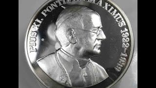 Pius XI Pontifex Maximus Pope Papa Silver Medal Vaticano Vatican [upl. by Emarie]