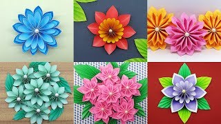 Best 6 Easy Paper Flowers Tutorial  DIY Paper Flower Crafts [upl. by Krispin]