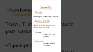 Sarcastic Meaning  English Vocabulary Words with Meaning in Hindi  Improve English Vocabulary [upl. by Karub]