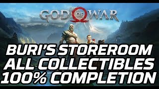 God of War Buris Storeroom  All Collectibles Legendary Chests Odins Raven [upl. by Airamesor]