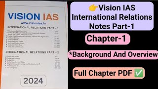 Vision IAS International Relations Part 1 Chapter 1 PDF Background And Overview Full Chapter PDF [upl. by Berne]