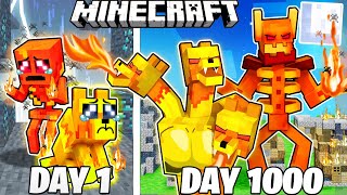 I Survived 1000 Days as FIRE CREATURES in HARDCORE Minecraft [upl. by Zink435]