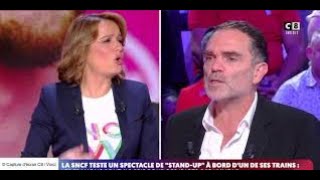 « Arrêtez »  Yann Moix semporte face à Pascale de la Tour du Pin et quitte le plateau de C8 [upl. by Enitsugua]