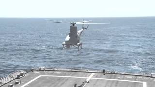 MQ8 Firescout takeoff amp landing on USS Freedom LCS1 [upl. by Yvon]