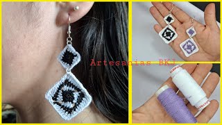 Hoy te enseño a hacer estos fabulosos aretes a crochet Beautiful Earrings TUTORIAL 😍😍😉 [upl. by Ahsilav991]