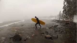 Winter Surfing on Lake Superior During Leap Year Blizzard of 2012 [upl. by Irroc807]