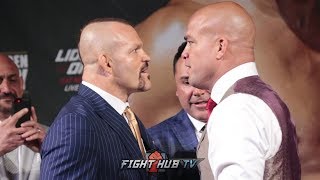 TITO ORTIZ AND CHUCK LIDDELL HAVE HEATED FACEOFF OSCAR DE LA HOYA ALMOST HAS A HEART ATTACK [upl. by Leahcimluap297]