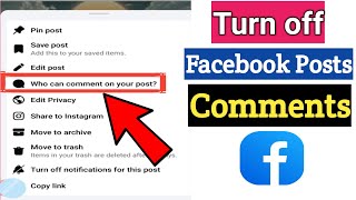 How To Turn Off Facebook Posts Comments  Disable Comments On Facebook Posts [upl. by Ansilme]